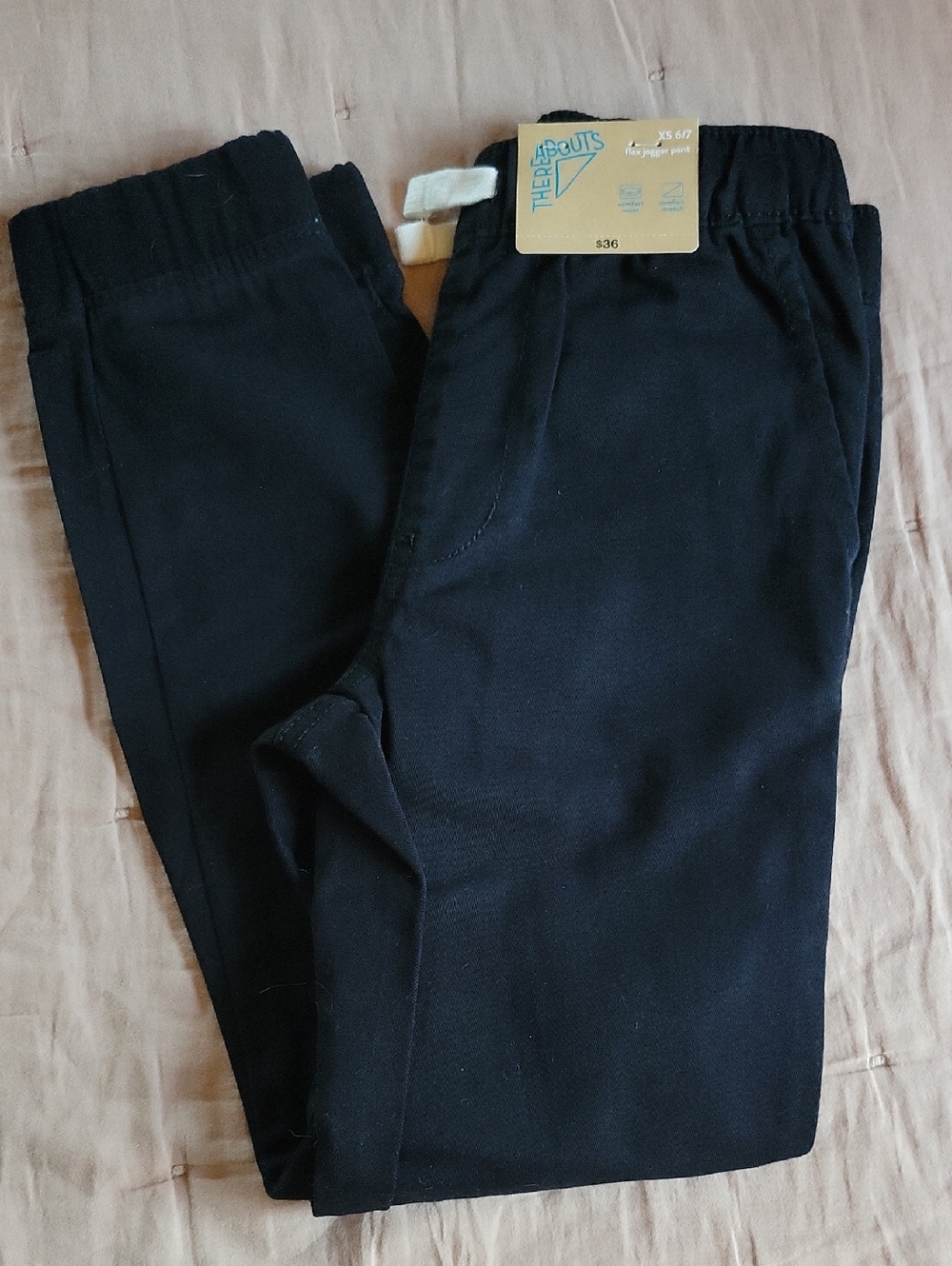 NEW Black Cotton Twill Joggers, Size 6/7